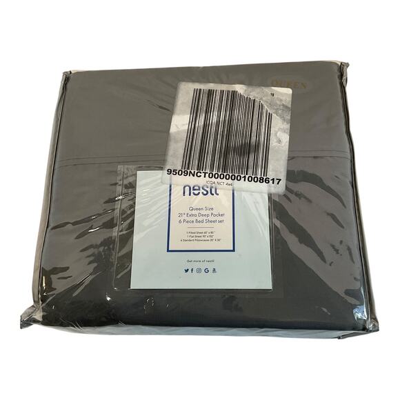 Nestl Extra Deep Pocket 6 Pc Microfiber Sheet Set Gray Queen - Picture 2 of 3
